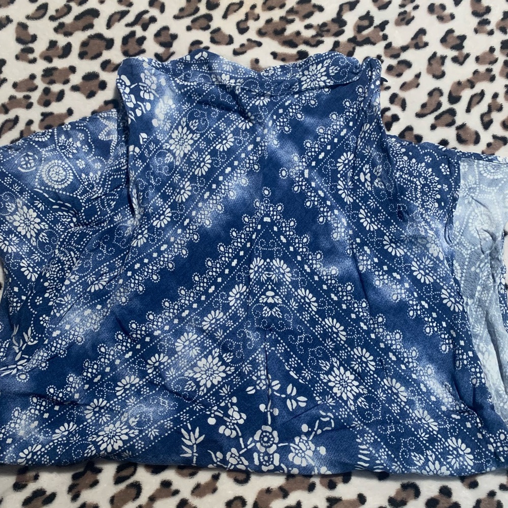 Blue & White Paisley Midi Skirt
